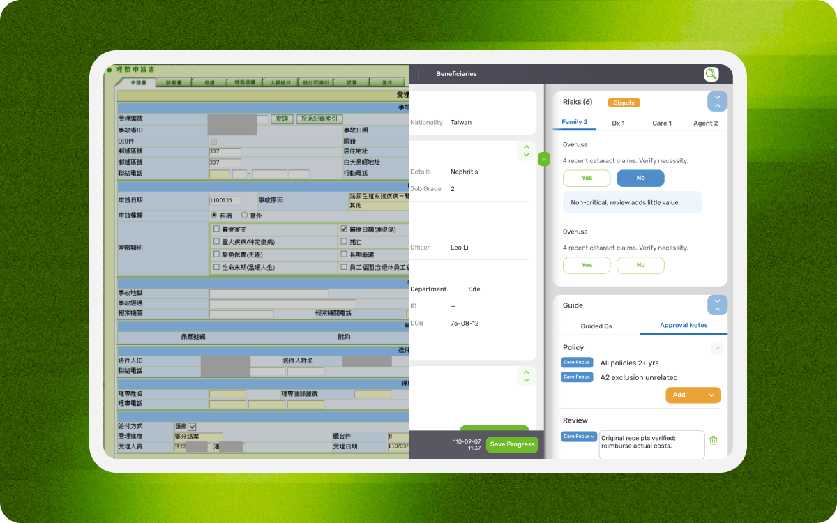 Comparison of legacy and redesigned claims-system interfaces and information architecture